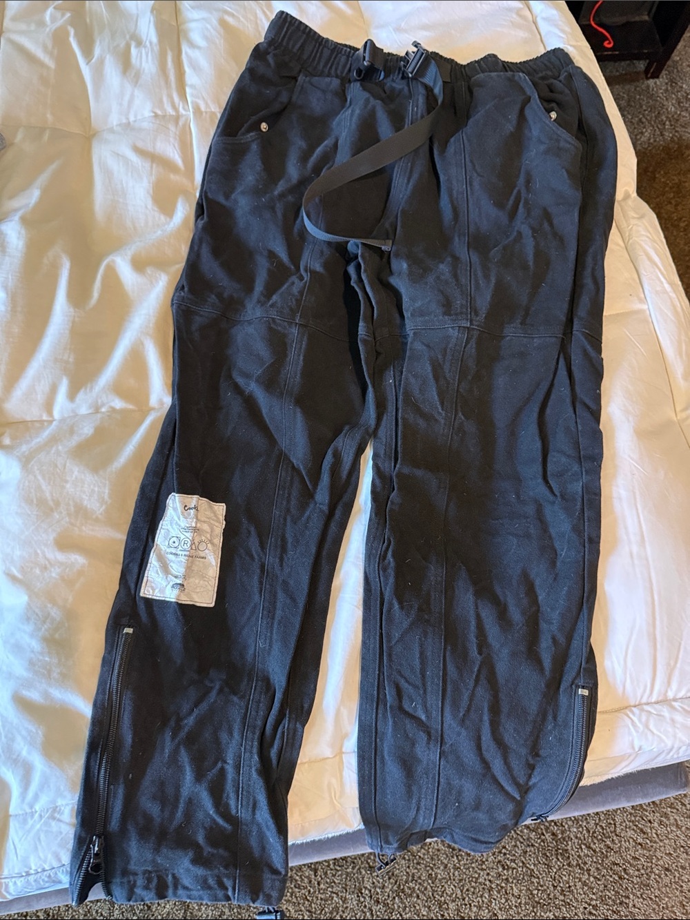 Cookies Men's Black Cargo cotton  Pants with Belt